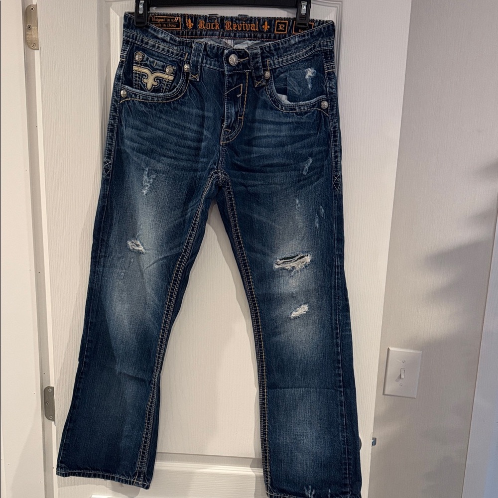 Rock Revival Men's Dark Blue Relaxed Jeans